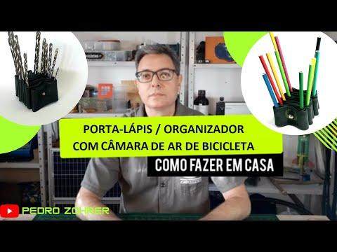 Porta Lápis/ organizador com câmara de ar de bicicleta